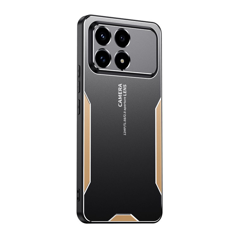 For Xiaomi Redmi K90 5G / Poco F8 Pro Phone Case Aluminium Alloy TPU PC Back Cover - Gold