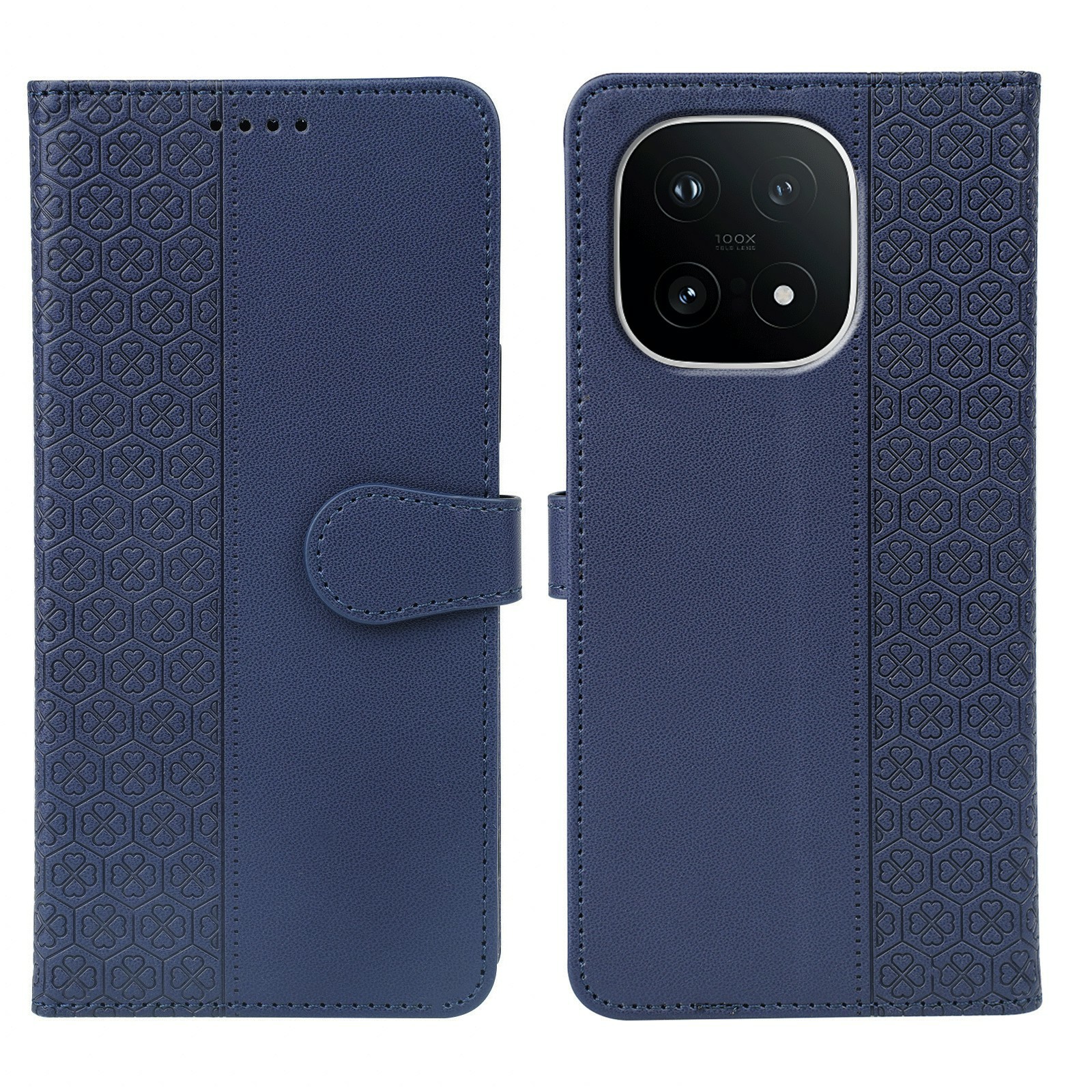 For vivo iQOO 15 5G Case Magnetic Clasp Four Leaf Clover Leather Phone Cover - Blue