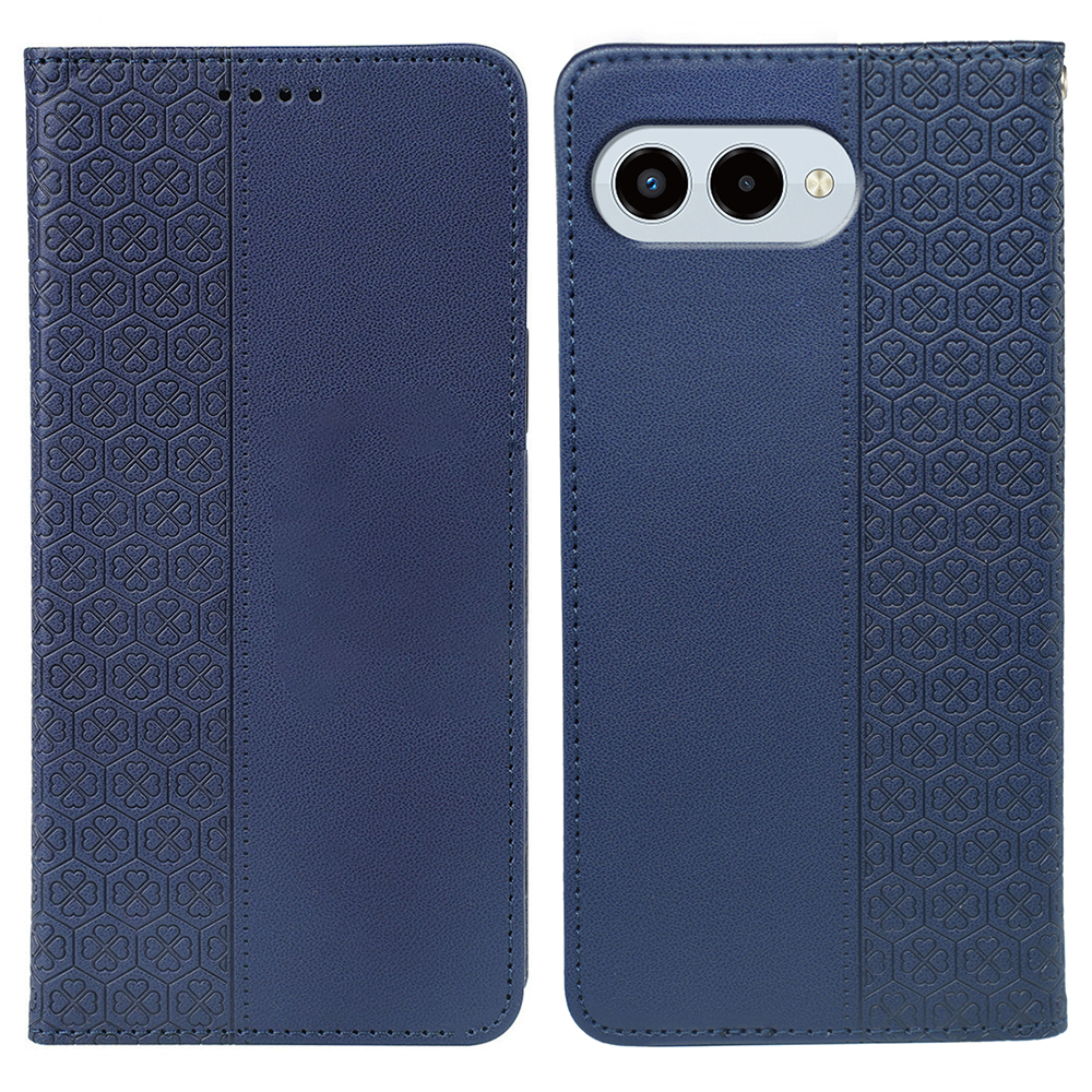 For T-Mobile REVVL 8  /  T Phone 3 Case Four Leaf Clover Leather Flip Phone Cover Stand Wallet - Blue