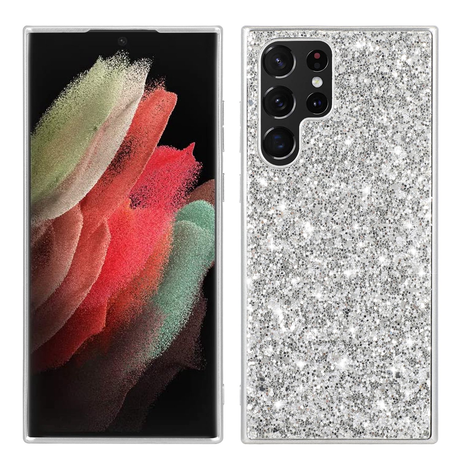 

Для Samsung Galaxy S23 Ultra Shiny Glitter Sequint - Серебряный, Galaxy S23 Ultra