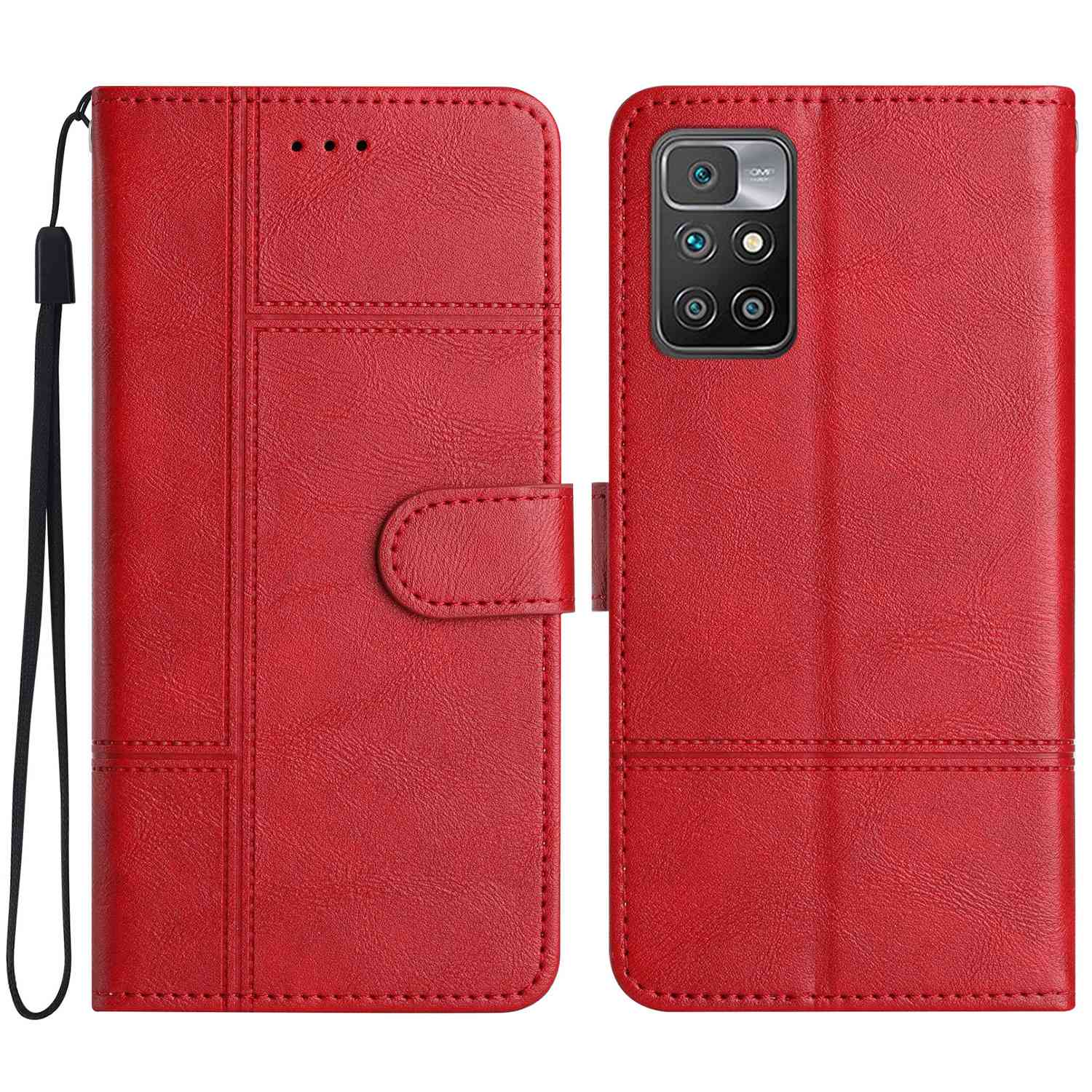 

Für Xiaomi Redmi 10 2022 4G Kuhläden Textur Business Style PU Leder Flip Cover Wallet Stand Anti-kratzer Telefonhülle - Rot, Xiaomi Redmi 10 2022 4G