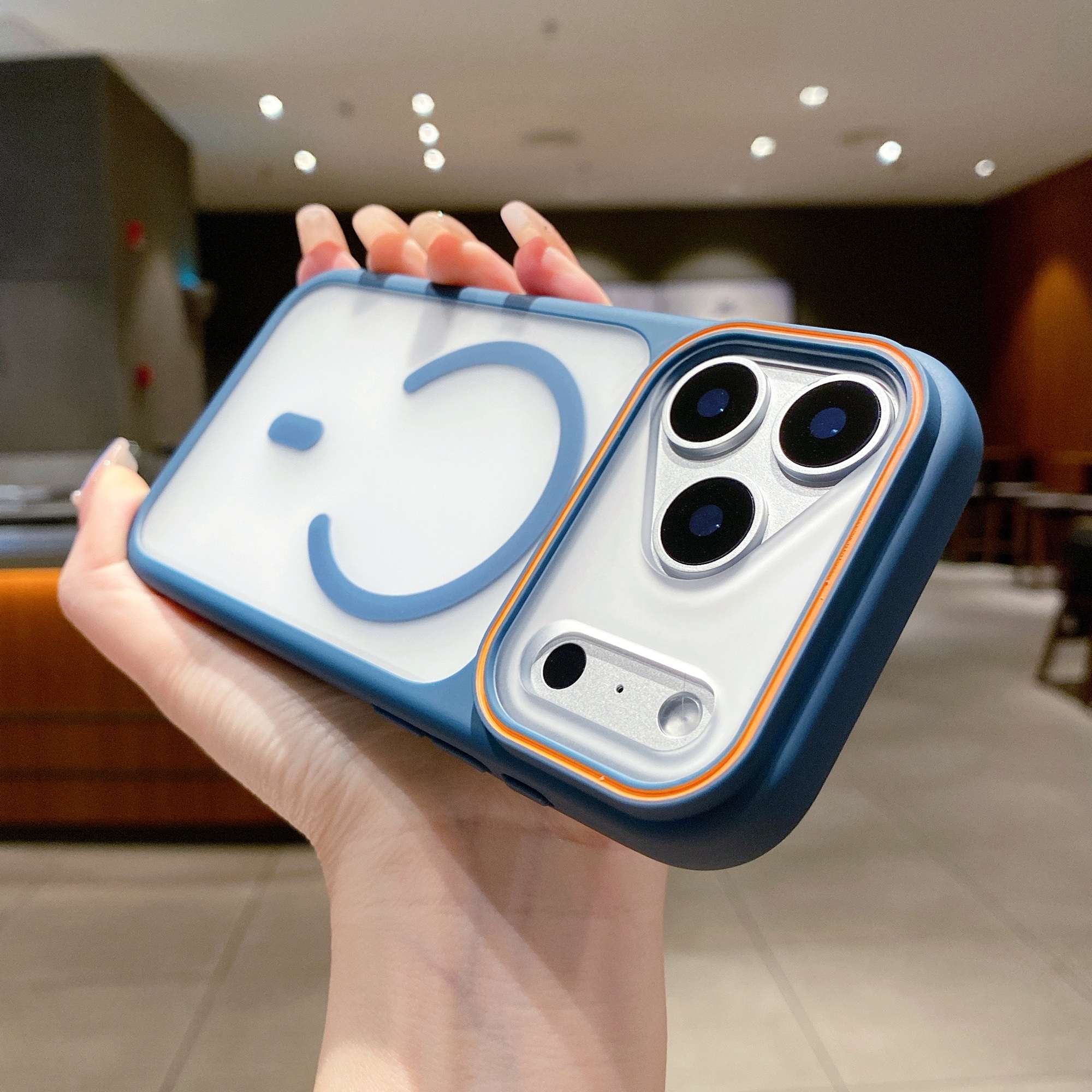 For iPhone 17 Pro Max Case Compatible with MagSafe Large Viewing Window TPU + PC Shockproof Phone Cover - Blue
