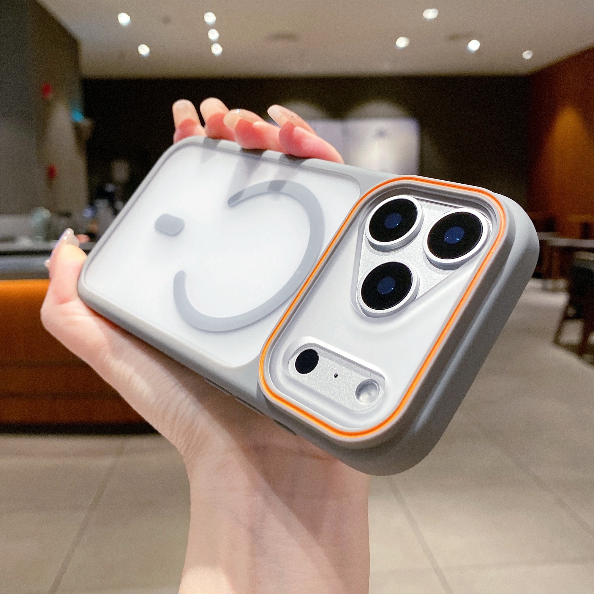 For iPhone 17 Pro Max Case Compatible with MagSafe Large Viewing Window TPU + PC Shockproof Phone Cover - Grey