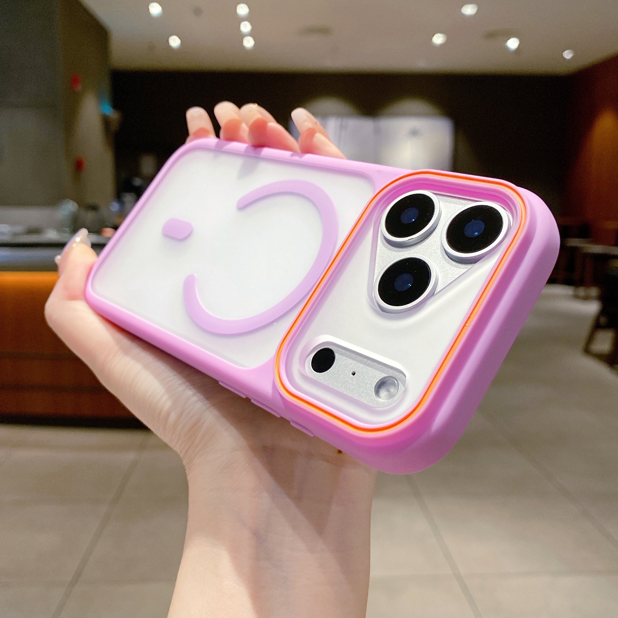 For iPhone 17 Pro Case Compatible with MagSafe Large Viewing Window TPU + PC Shockproof Phone Cover - Pink