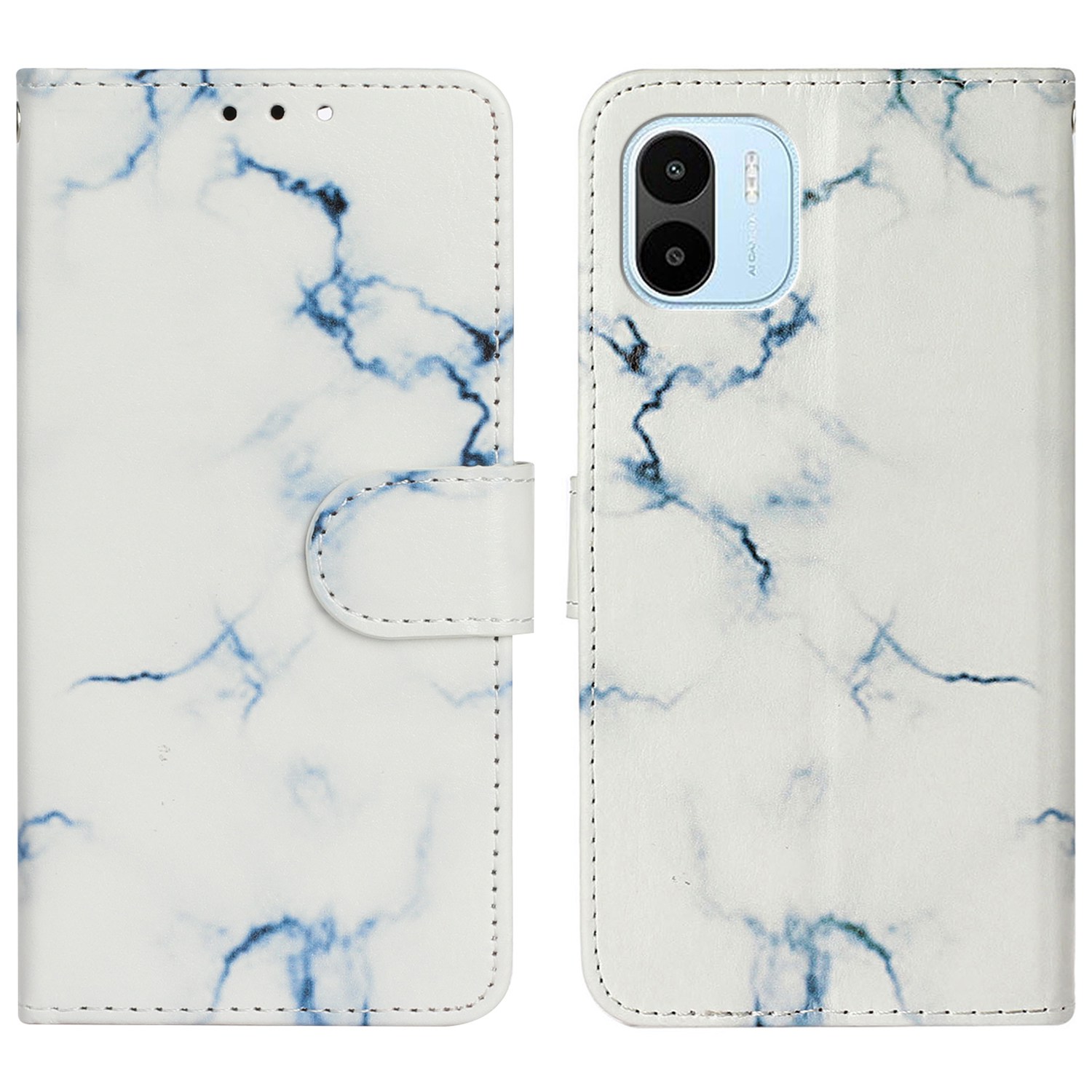 

Für Xiaomi Redmi A1 4G Marmormuster Druckschutzabdeckung PU Leder Brieftasche Bump Proof Phone Hülle - Weisser Marmor, Xiaomi Redmi A2 4G