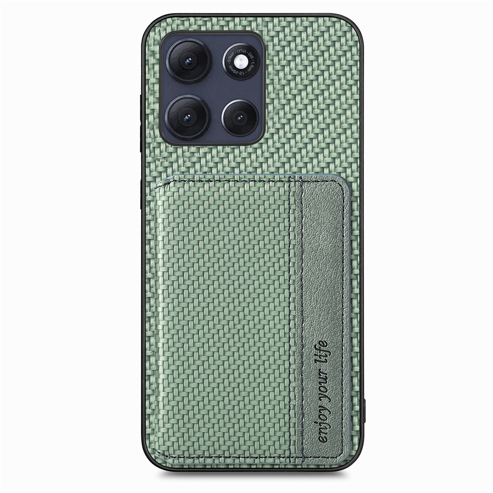 For Motorola Moto G86 5G Case RFID Blocking Carbon Fiber Leather Phone Back Cover with Card Holder - Green