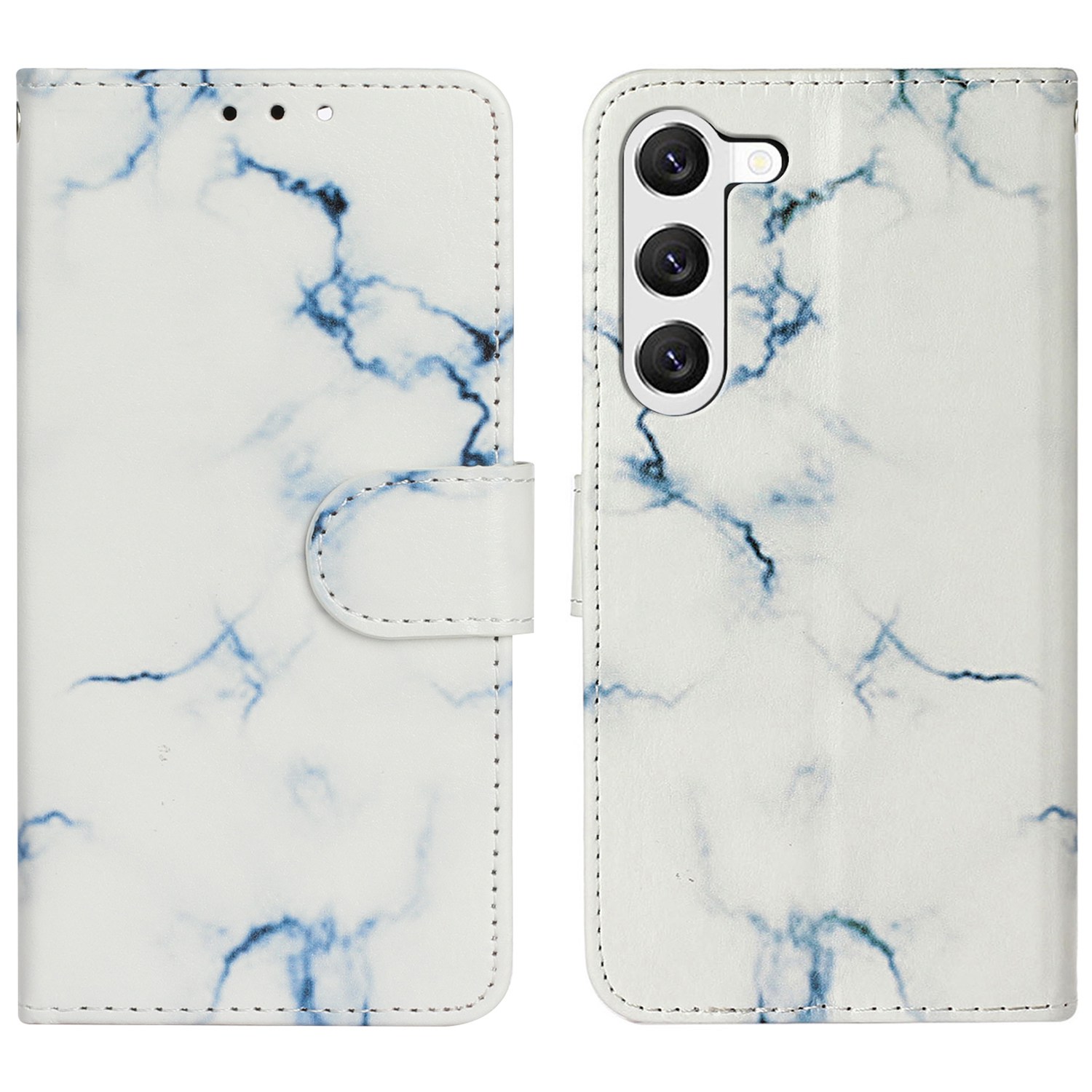 

Anti-scratch Phone Cover For Samsung Galaxy S23+ Marble Pattern Printing PU Leather Flip Wallet Case Stand - White Marble, Galaxy S23+