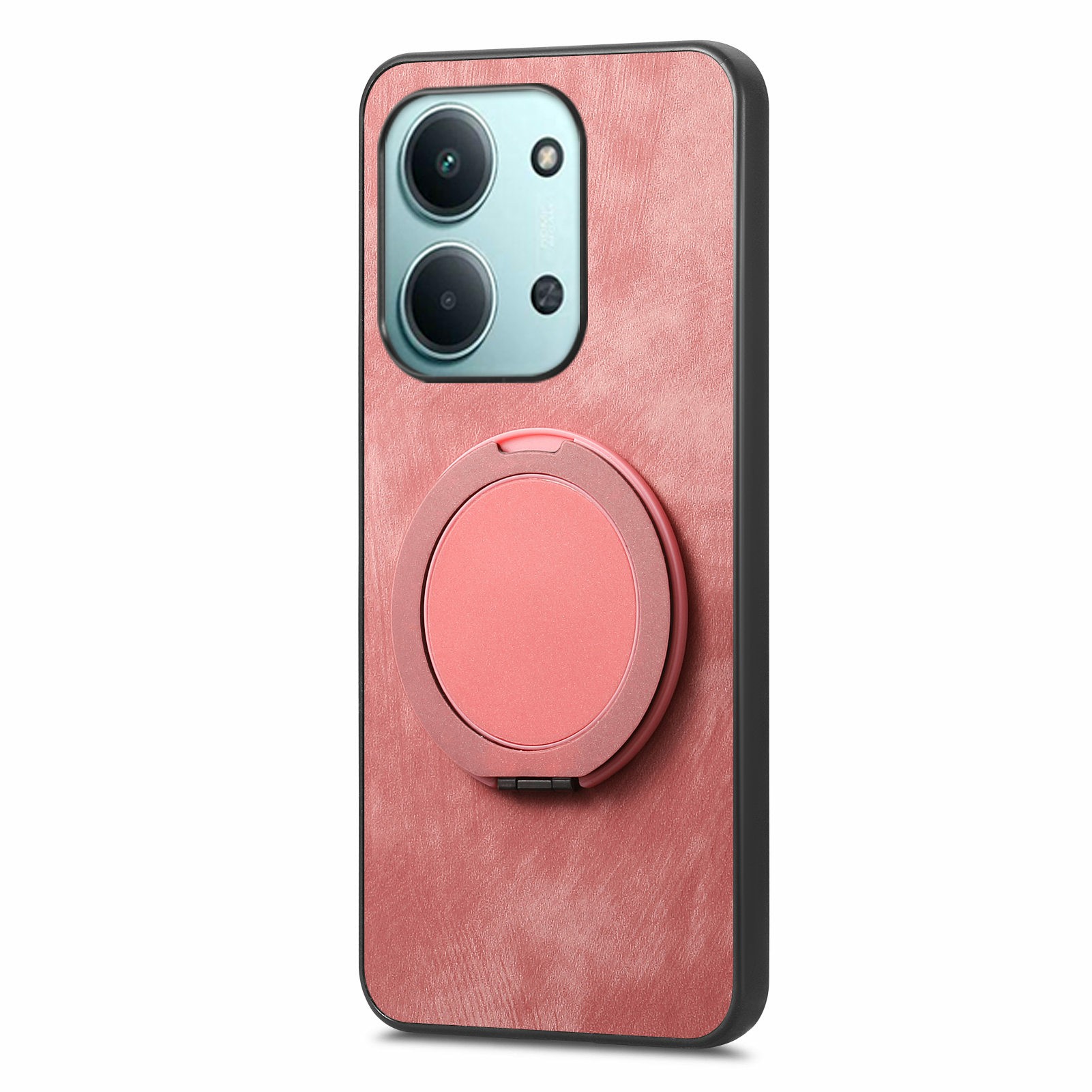 For Xiaomi Redmi 15C 4G (Global) (171mm) / Poco C85 4G (171mm) Phone Case with Rotating Kickstand Stress Relief Retro Leather Back Cover - Pink