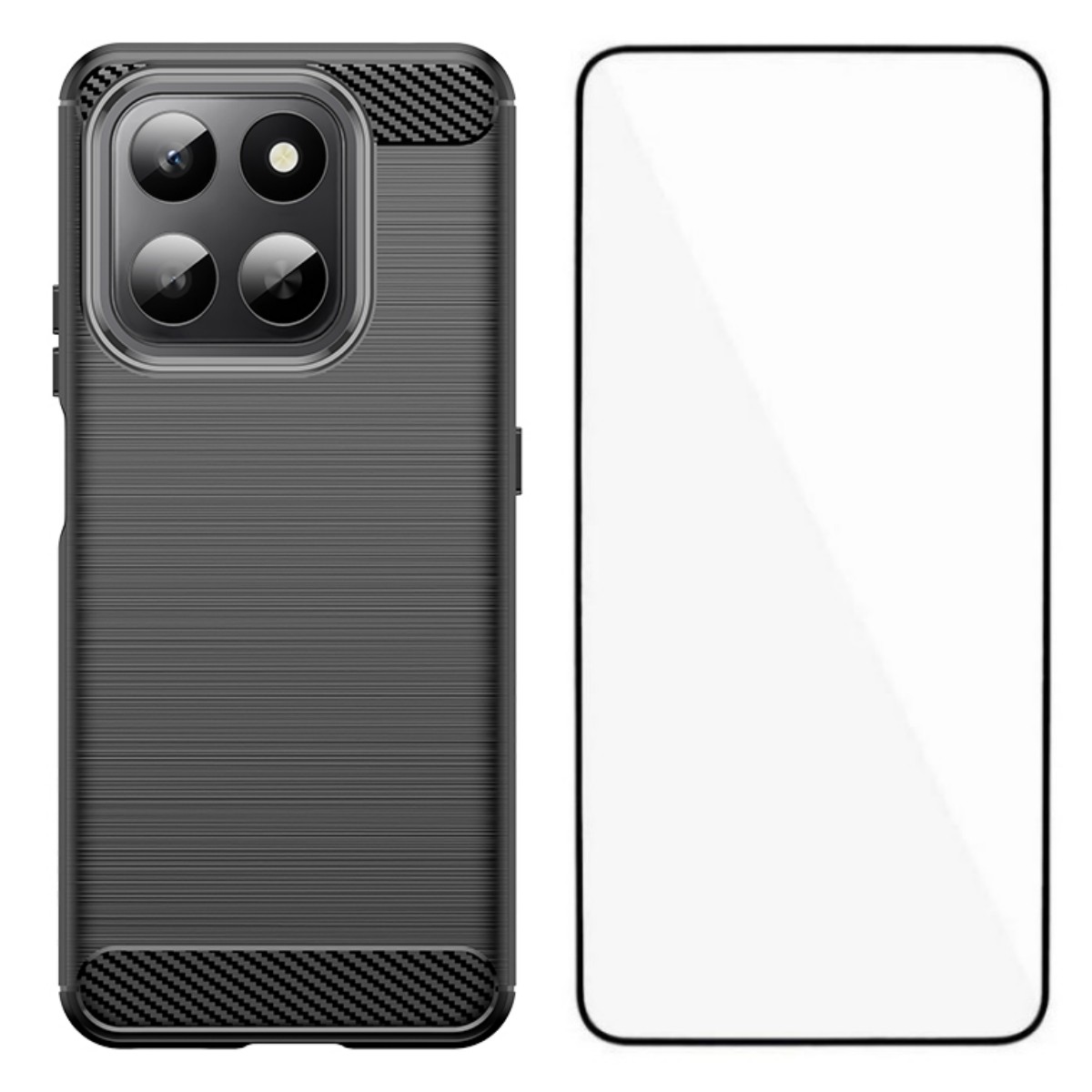 WANLONFENG For Honor 400 Smart 4G / Honor X7d 4G / Honor 400 Smart 5G Case with Screen Film  LS Series Big Lens Hole Brushed Texture TPU Phone Cover -
