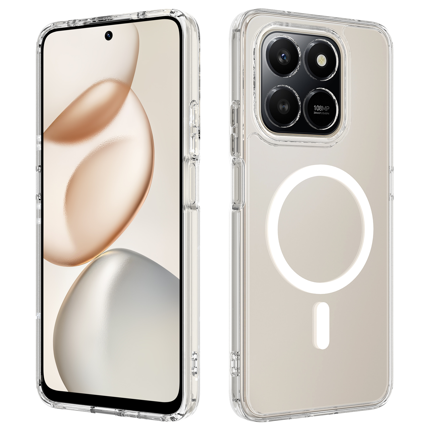 For Honor 400 Smart 5G / Honor X7d 4G / Honor X7d 5G / Honor 400 Smart 4G Clear Phone Magnetic Case TPU+Acrylic Back Cover - Clear