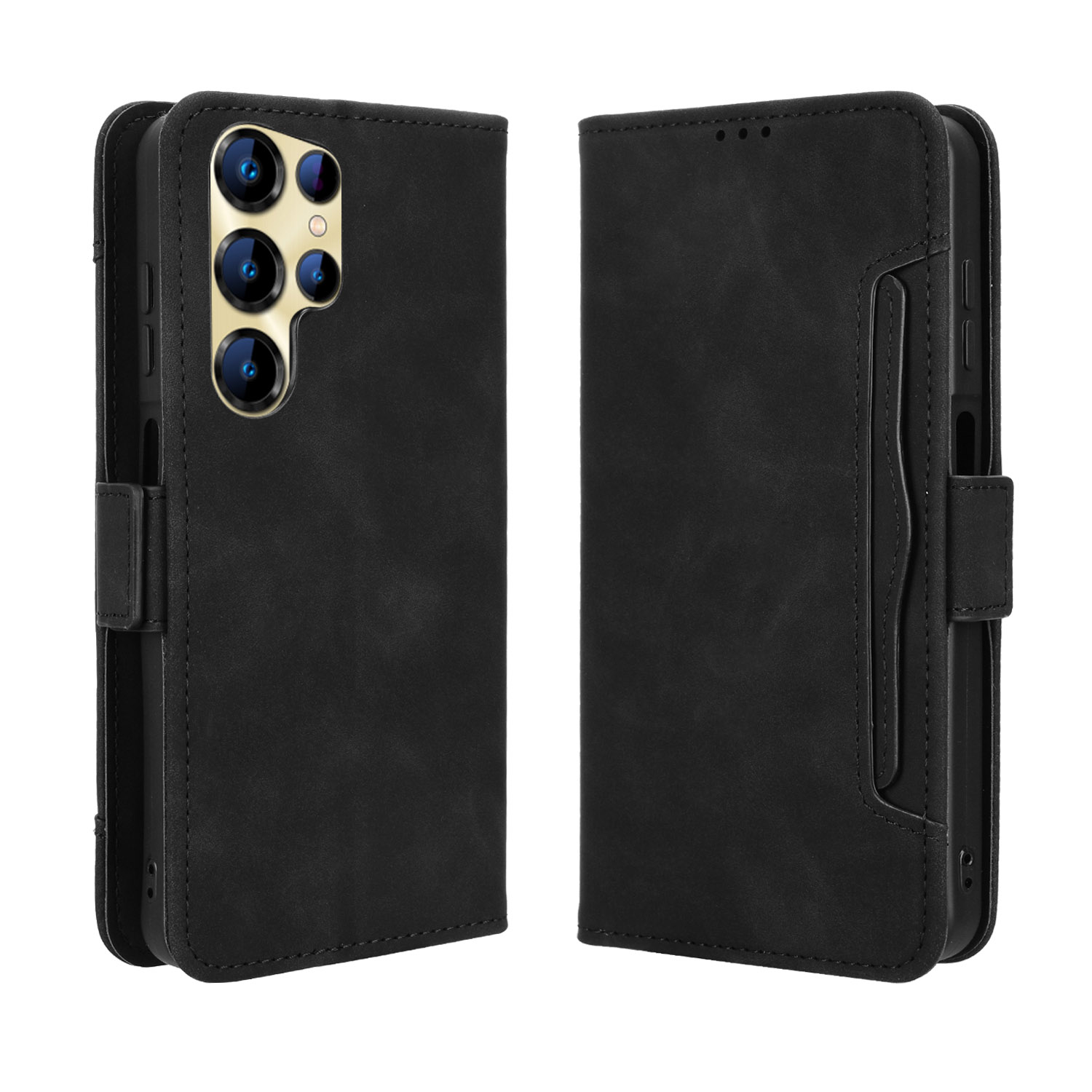 For Oukitel C68 Leather Case Phone Wallet Cover with Multiple Card Slots - Black