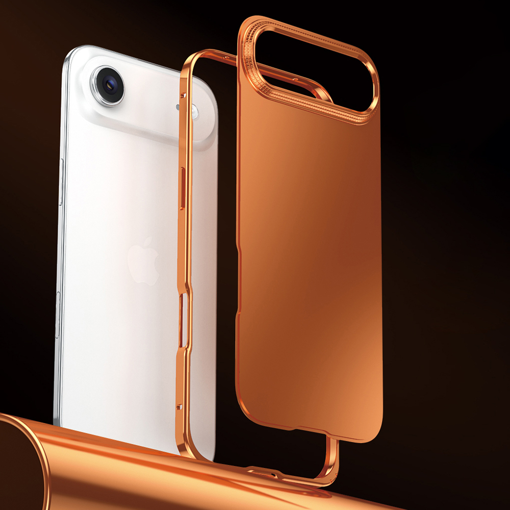 For iPhone Air Case Locking Buckle Alloy Frame Matte PC Back Phone Cover - Orange