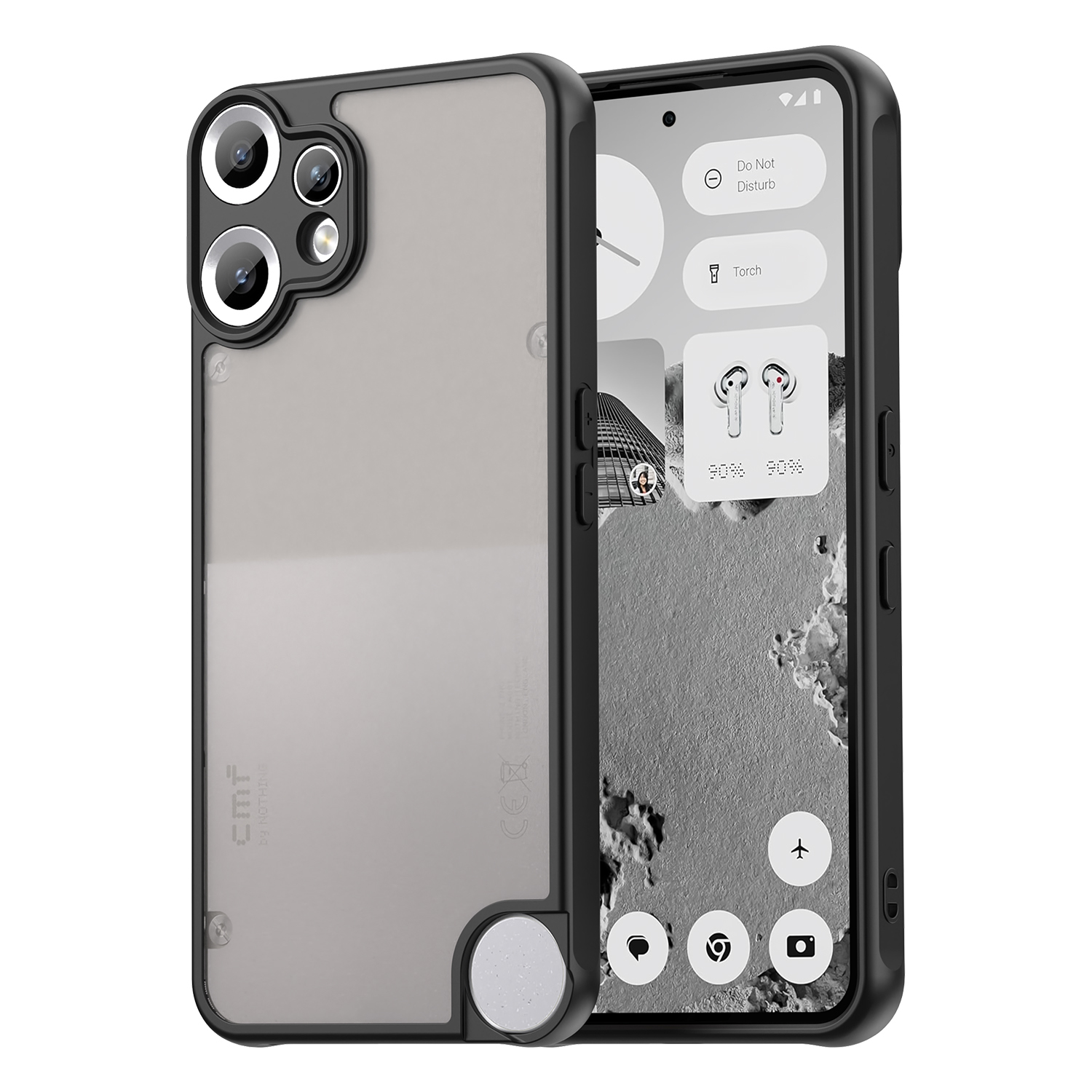 For Nothing CMF Phone 2 Pro Case Drop Proof Airbags Frosted Translucent PC + TPU Phone Back Cover - Black