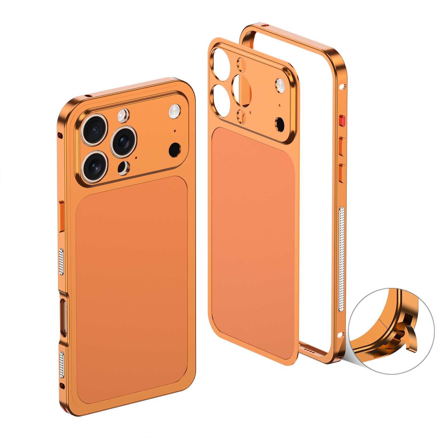 DYONG For iPhone 16 Pro Case Kit Transform to 17 Pro Metal Frame + Back Panel Locking Buckle Phone Cover - Orange