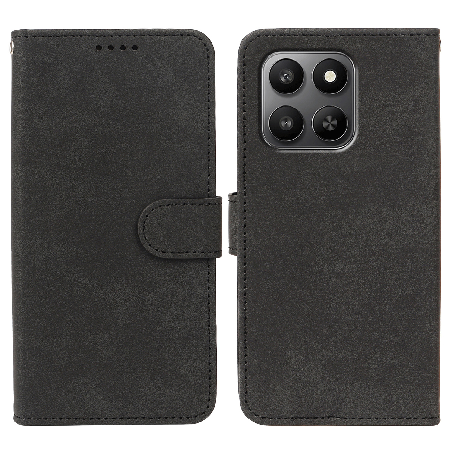 Leather Case for Honor 400 Smart 5G  /  400 Smart  /  X7d 4G  /  X7d 5G Flip Wallet Striped Texture Leather Phone Cover - Black