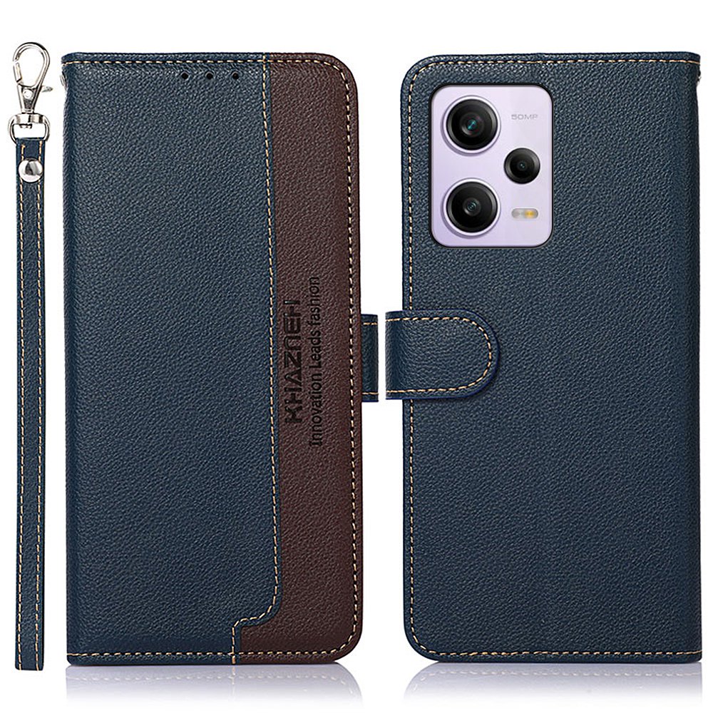 

Khazneh Für Xiaomi Redmi Anmerkung 12 Pro 5G RFID Blockierende Litchi Textur Vollschutz Handypuse PU Leder Flip Wallet Wallet Cover - Blau, Xiaomi Redmi Note 12 Pro 5G