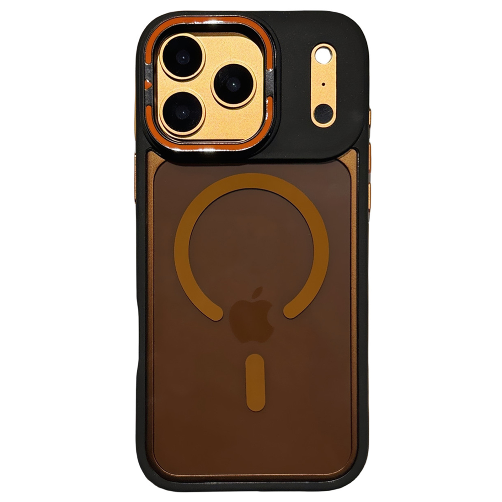 For iPhone 17 Pro Max Case Compatible with MagSafe Lens Kickstand Skin Touch PC TPU Phone Cover - Orange