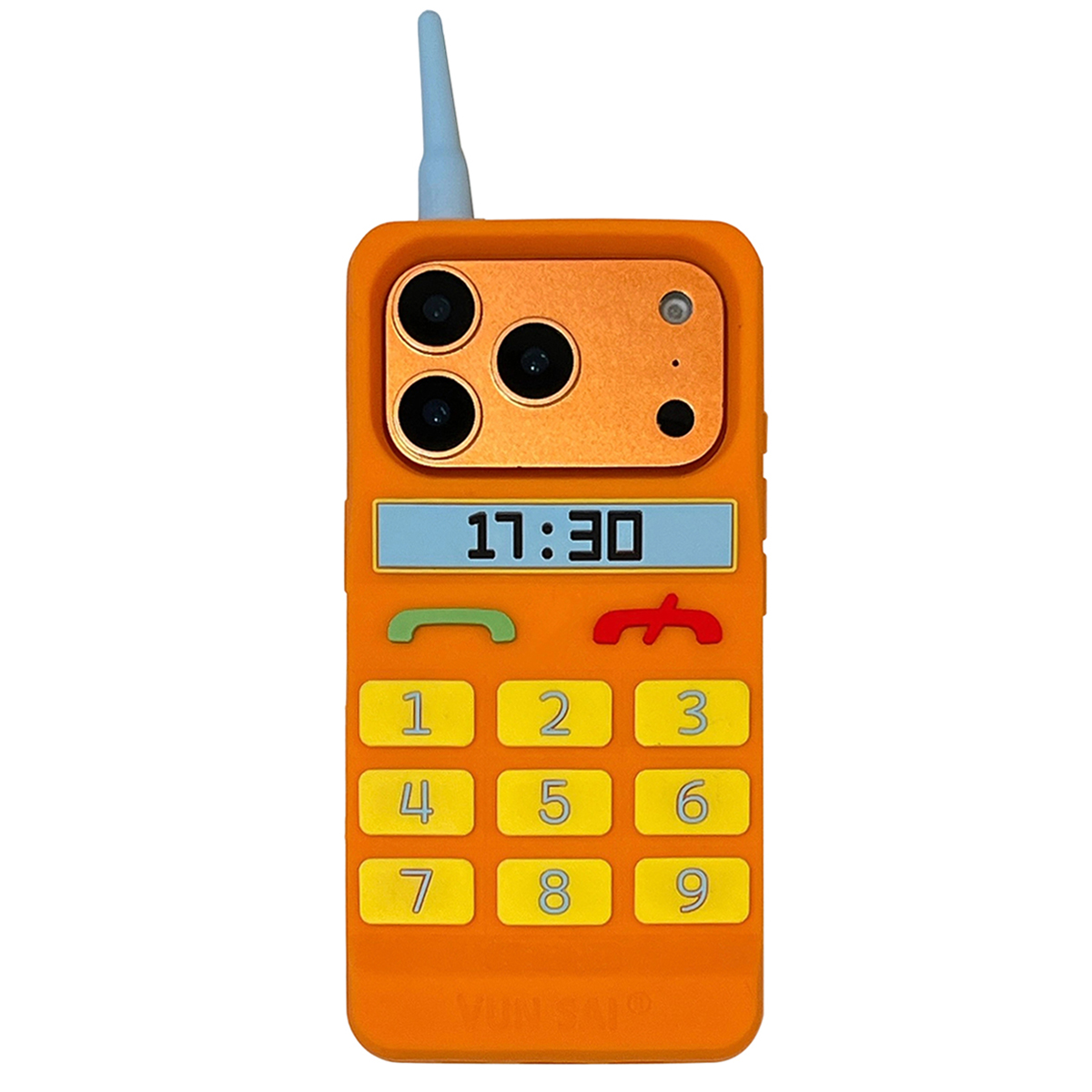 For iPhone 17 Pro Max Silicone Case Cute Orange Telephone Design Shockproof Phone Back Cover