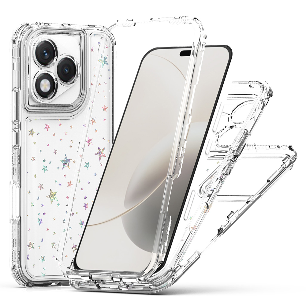 For Honor 400 Lite 5G Case Precise Cutouts Acrylic TPU Clear Phone Cover with Laser-printed Film - Stars