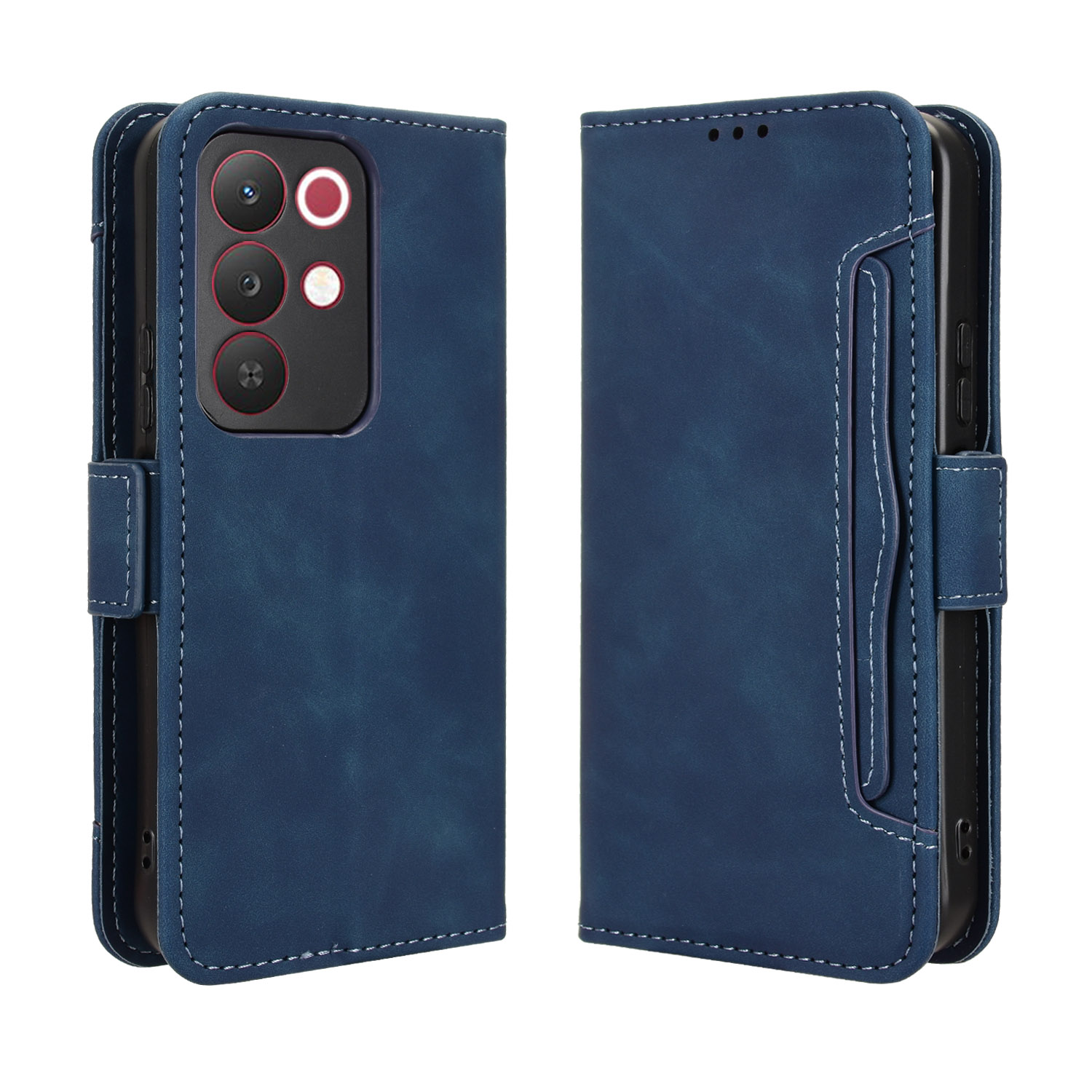 For Realme 15x (India) 5G / Realme C85 5G Leather Case Phone Wallet Cover with Multiple Card Slots - Blue