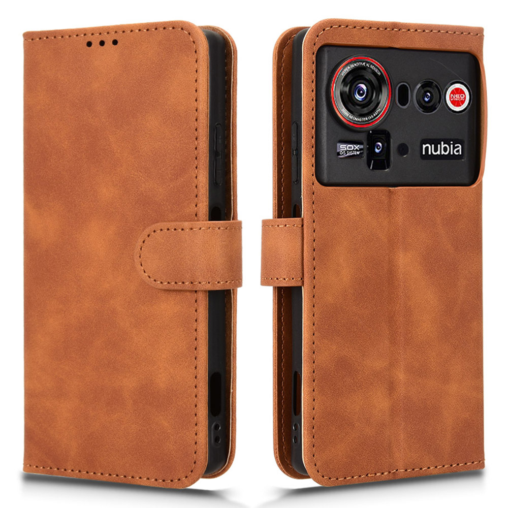 For ZTE nubia Z80 Ultra 5G Leather Case Skin Feel Anti Drop Wallet Stand Flip Phone Cover - Brown