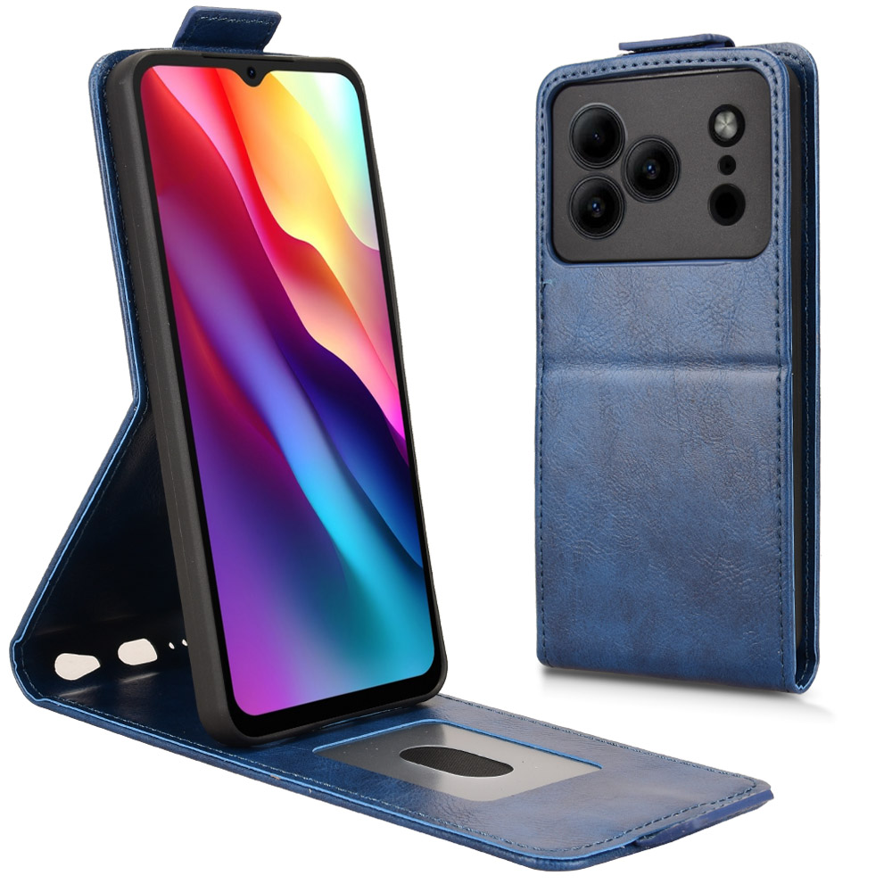 Stand Case For Doogee Note 56  /  Note 56 Pror Magnetic Clasp Vertical Flip Leather Phone Cover with Card Holder - Dark Blue