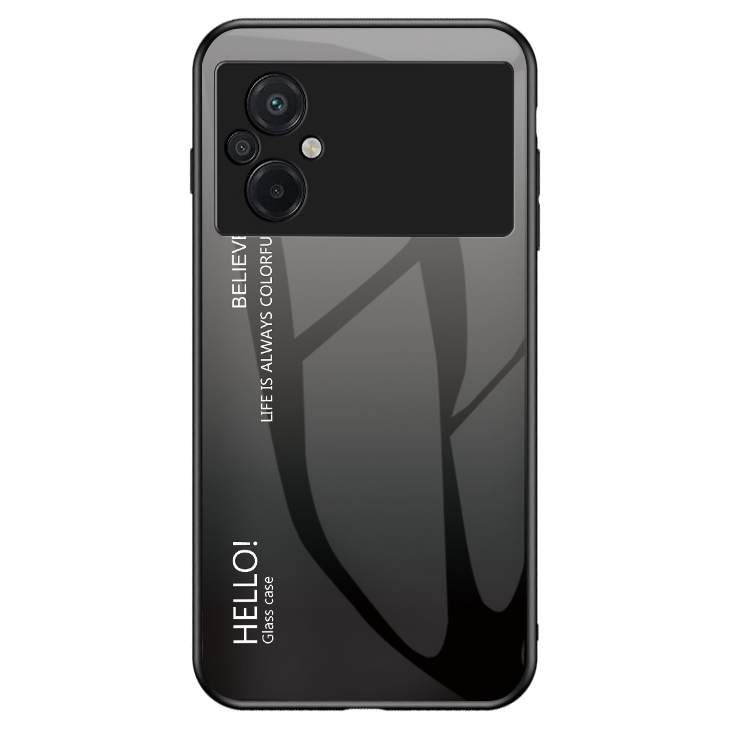 

Anti-fall-telefonkoffer Für Xiaomi Poco M5 4G, Temperaturglas + PC + TPU Stylish Gradientenfarbe Mobiltelefonabdeckung - Gradientenschwarzgrau, Xiaomi Poco M5 4G
