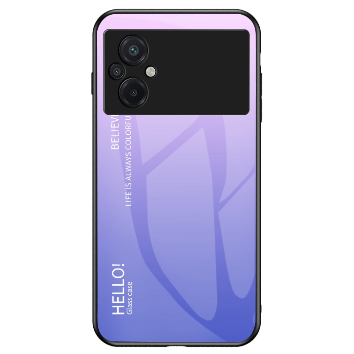 

Anti-fall-telefonkoffer Für Xiaomi Poco M5 4G, Temperaturglas + PC + TPU Stylish Gradientenfarbe Mobiltelefonabdeckung - Gradient Pink Purpur, Xiaomi Poco M5 4G