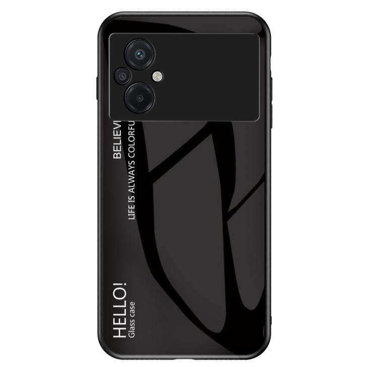 

Anti-fall-telefonkoffer Für Xiaomi Poco M5 4G, Temperaturglas + PC + TPU Stylish Gradientenfarbe Mobiltelefonabdeckung - Schwarz, Xiaomi Poco M5 4G