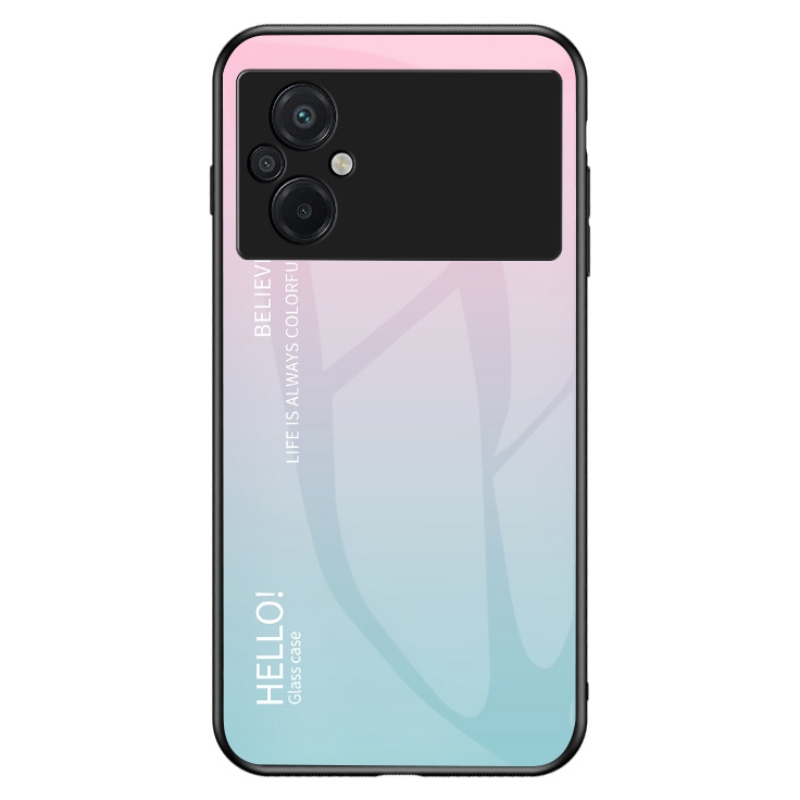 

Anti-fall-telefonkoffer Für Xiaomi Poco M5 4G, Temperaturglas + PC + TPU Stylish Gradientenfarbe Mobiltelefonabdeckung - Gradientenrosa Blau, Xiaomi Poco M5 4G