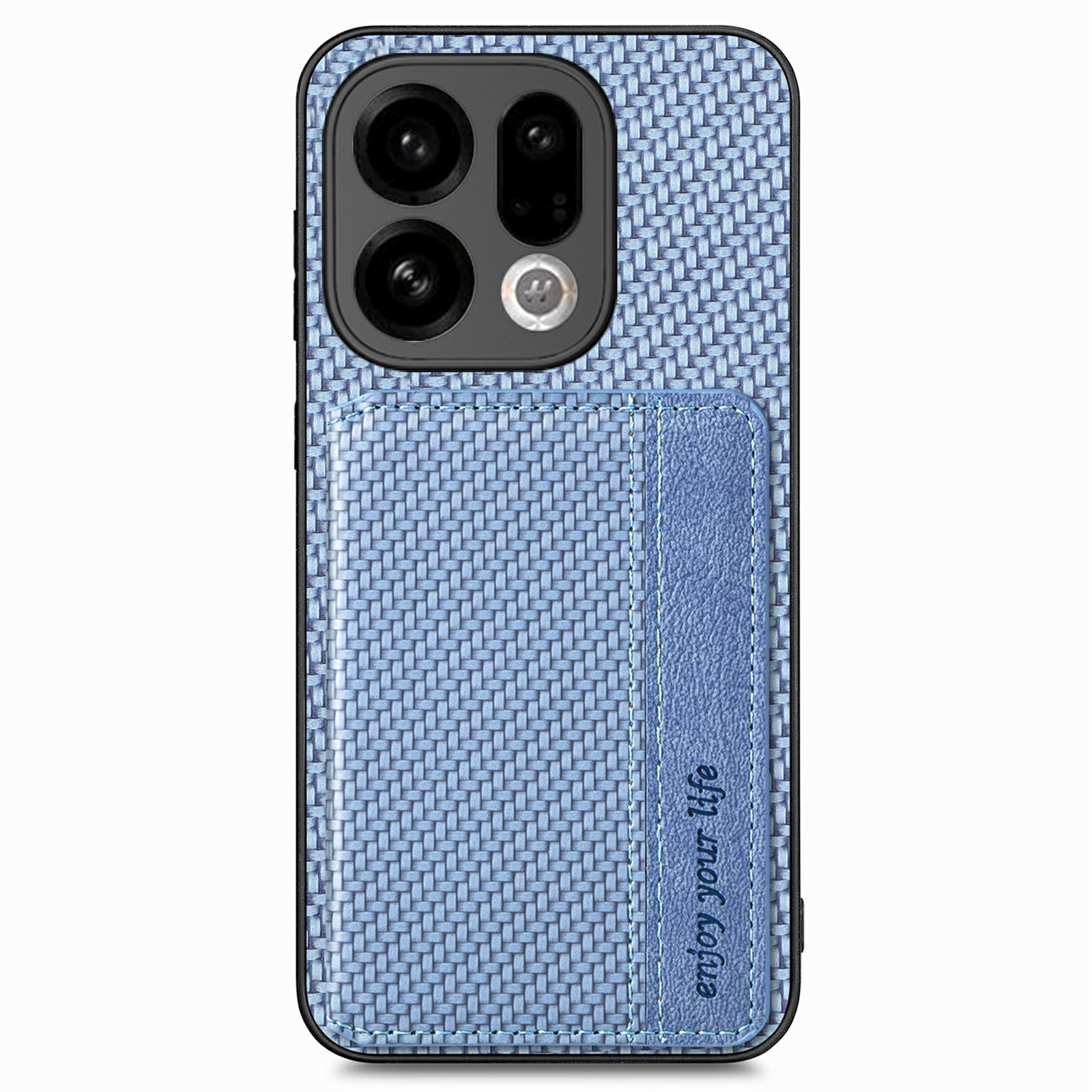 For Oppo Find X9 5G Case RFID Blocking Carbon Fiber Leather Phone Back Cover with Card Holder - Blue