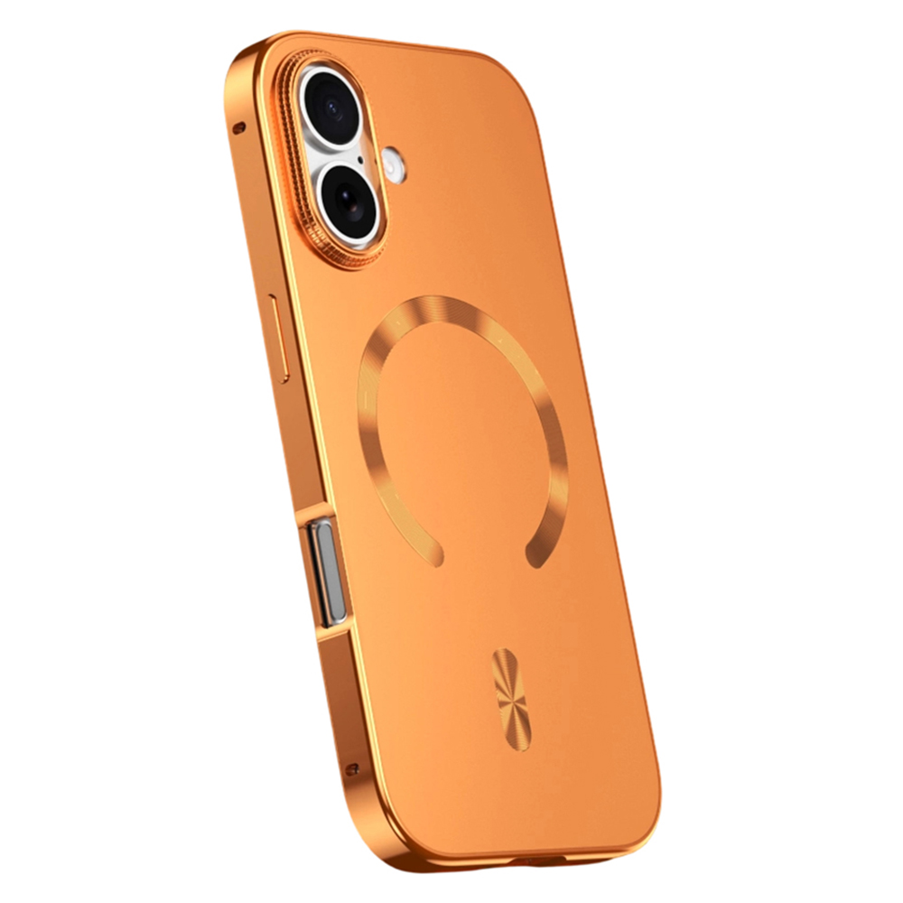 For iPhone 17 Case Compatible with MagSafe Alloy Frame Phone PC Back Cover - Orange