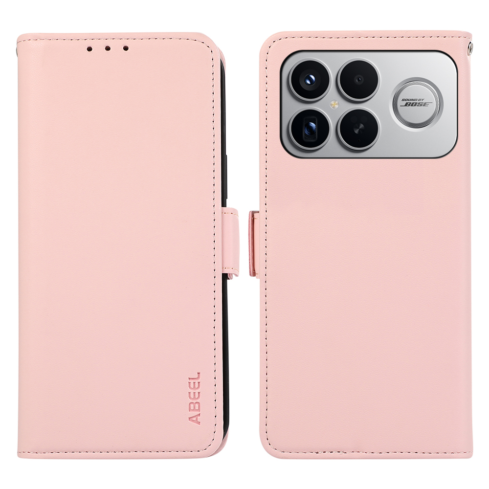 ABEEL Phone Case For Xiaomi Redmi K90 Pro Max 5G  /  Poco F8 Ultra Leather Phone Cover with RFID Blocking Wallet - Pink