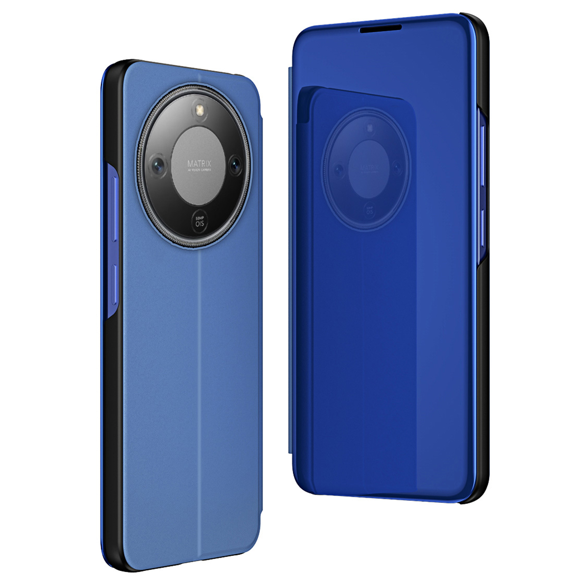 For Honor Magic8 Lite 5G / X9d 5G / X70 5G Case View Window Stand Leather Flip Phone Cover - Blue