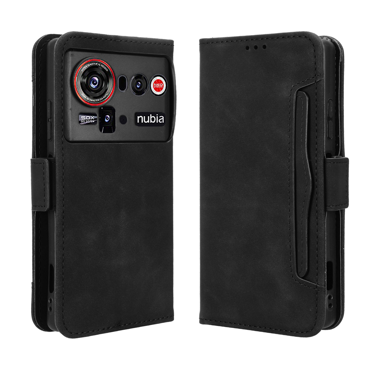 For ZTE nubia Z80 Ultra 5G Leather Case Phone Wallet Cover with Multiple Card Slots - Black