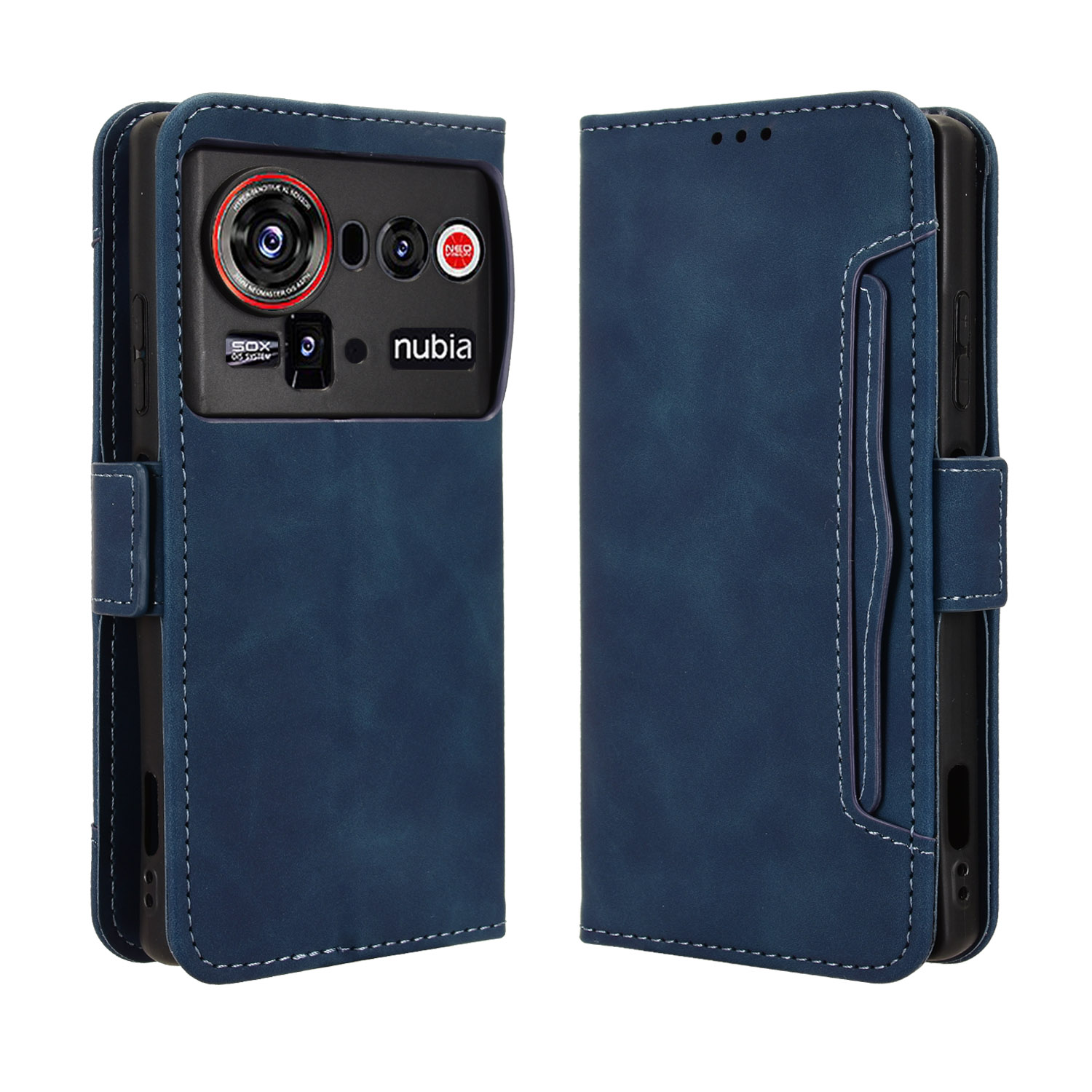 For ZTE nubia Z80 Ultra 5G Leather Case Phone Wallet Cover with Multiple Card Slots - Blue