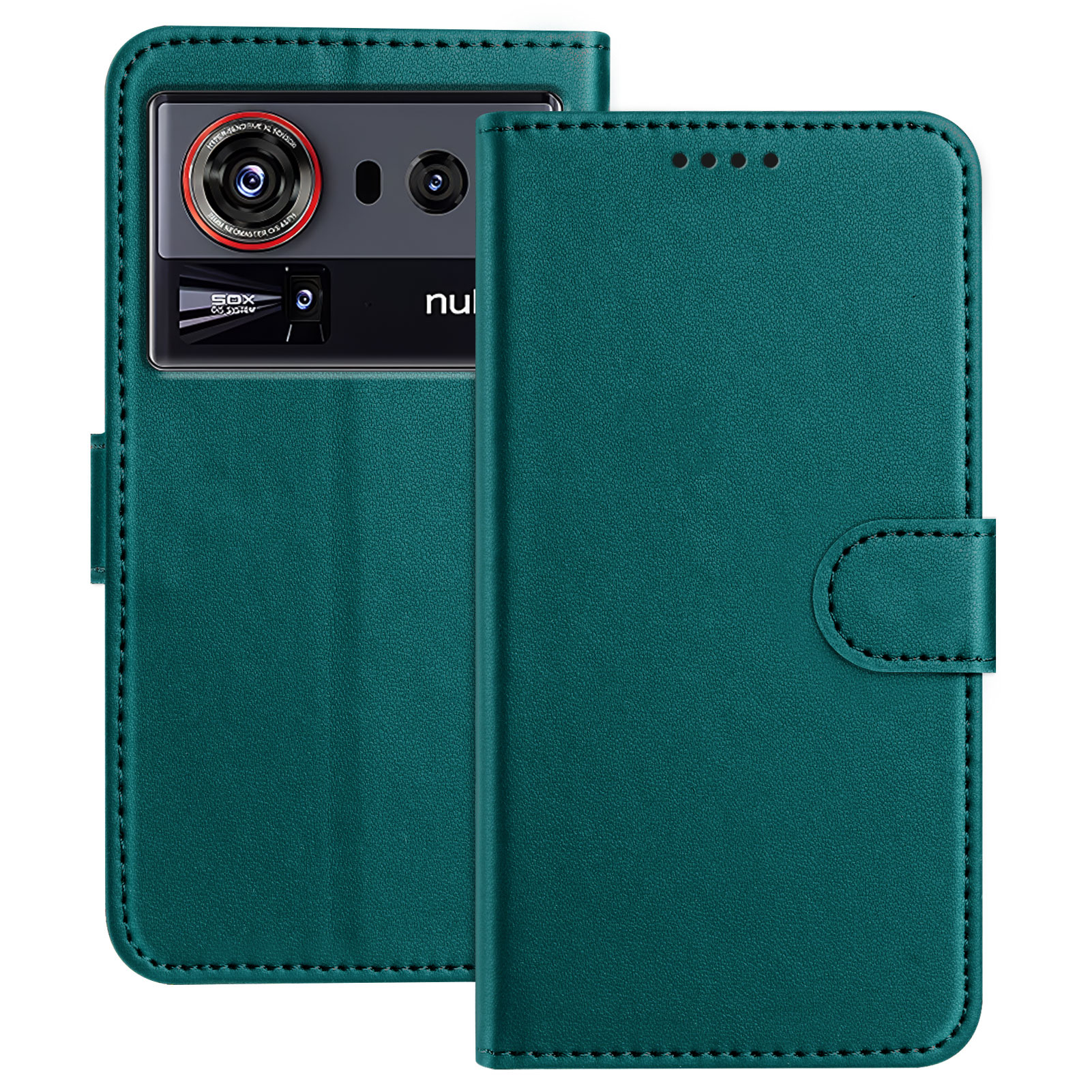 For ZTE nubia Z80 Ultra 5G Leather Case Wallet Stand Solid Color Anti Drop Phone Cover - Green