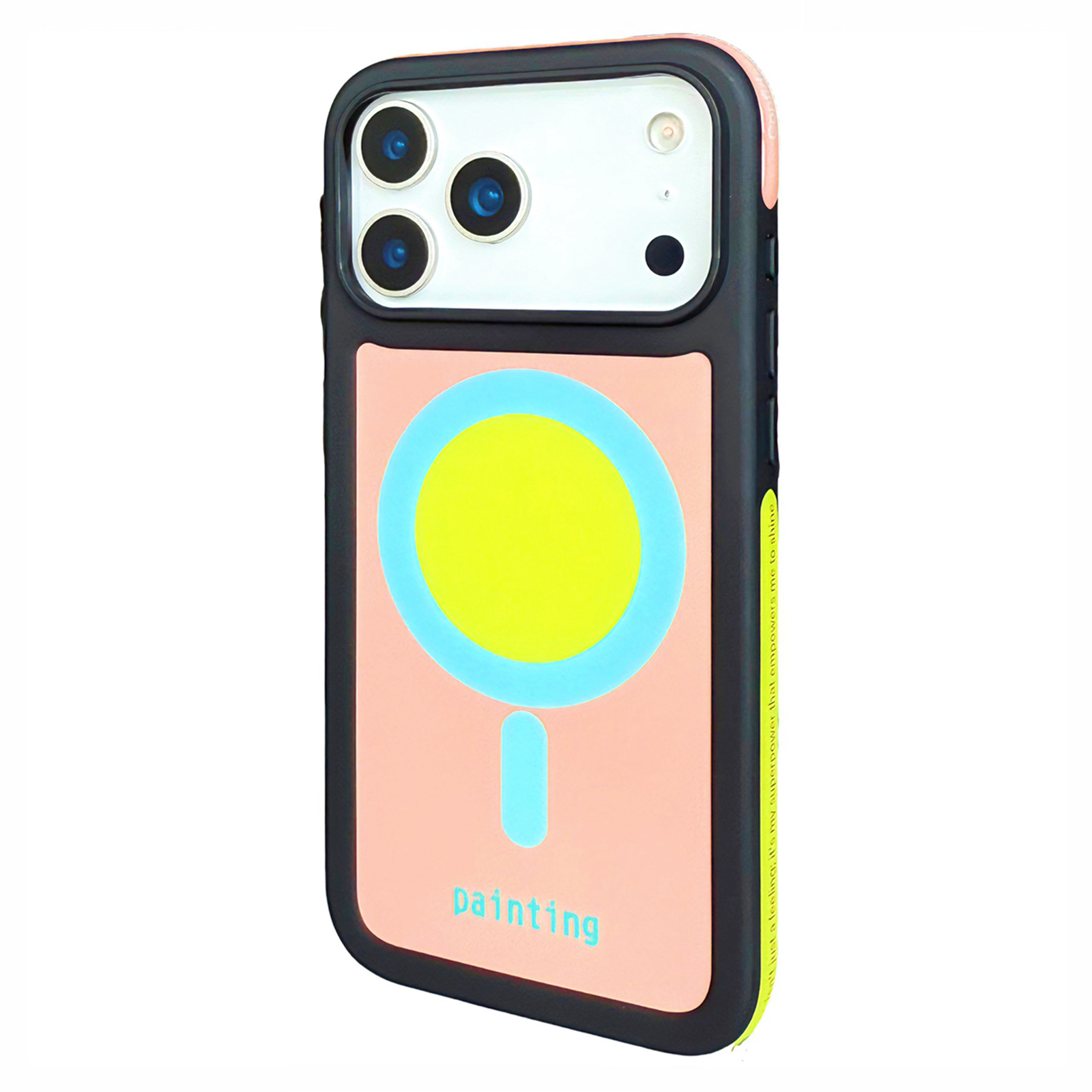 CICI-CITY For iPhone 17 Pro IMD Case Compatible with MagSafe Dopamine TPU + PC Drop Proof Phone Cover - Black+Lotus Pink