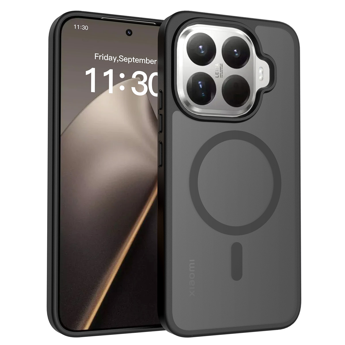For Xiaomi 15T Pro Magnetic Case TPU Frame Acrylic Back Phone Cover Skin Touch - Black