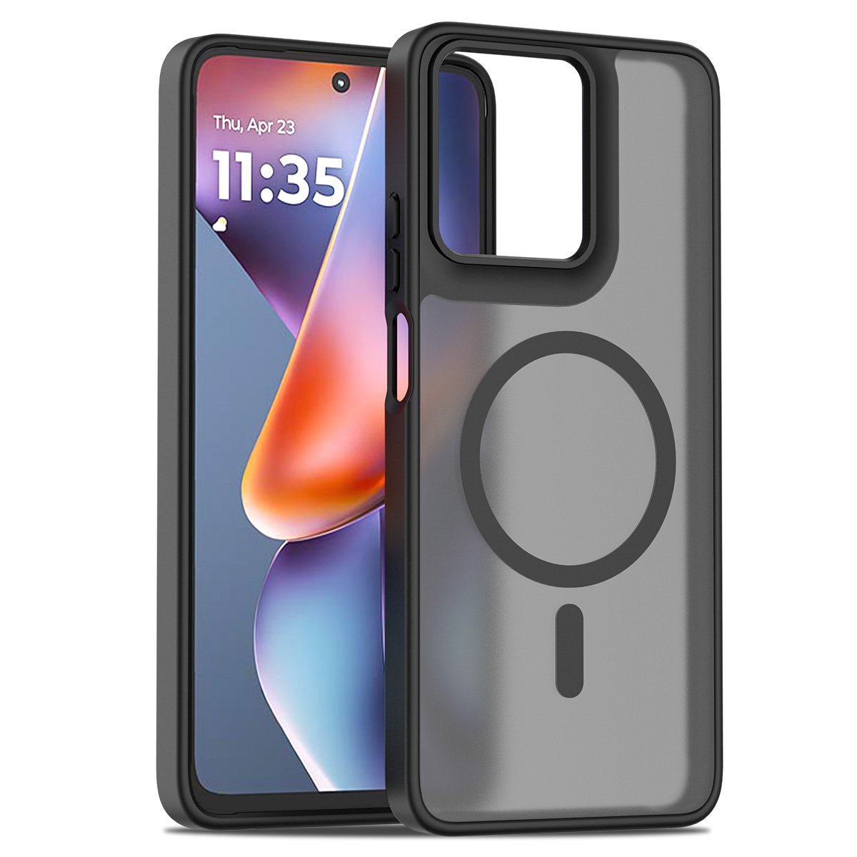 For Motorola Moto G 5G (2025) Magnetic Case TPU Frame Acrylic Back Phone Cover Skin Touch - Black