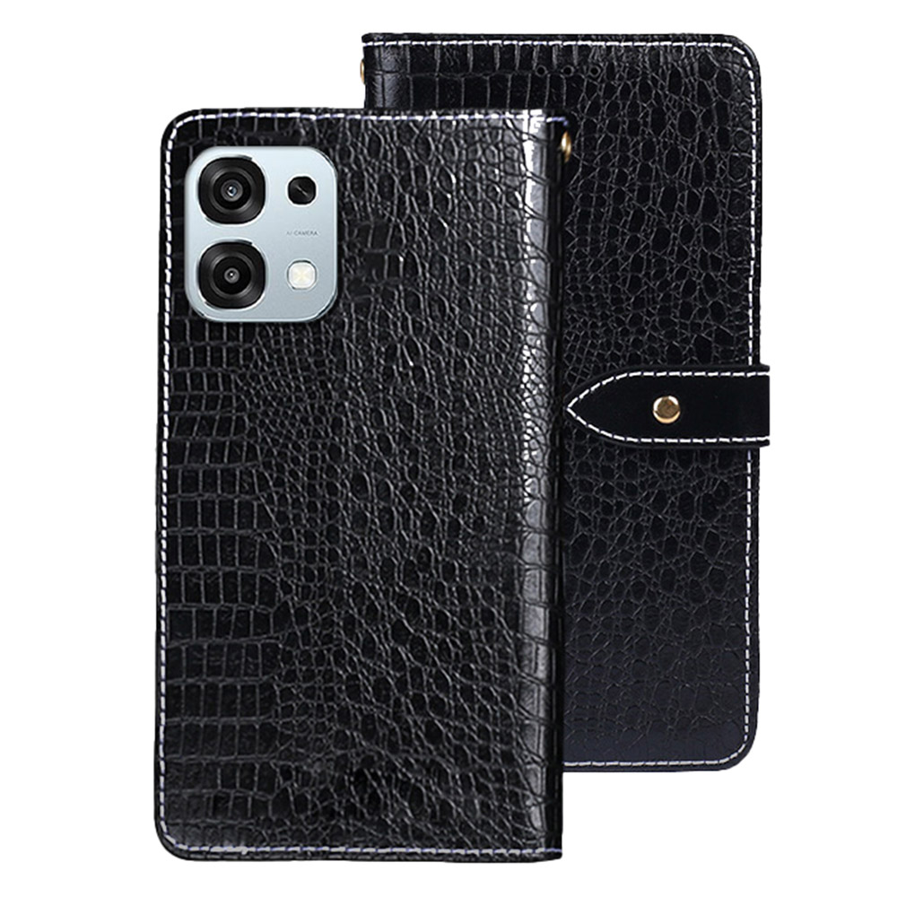 IDEWEI PU Leather  Case for Oppo A6 Pro 4G / A6 Pro 5G / F31 5G Crocodile Texture Flip Phone Cover - Black