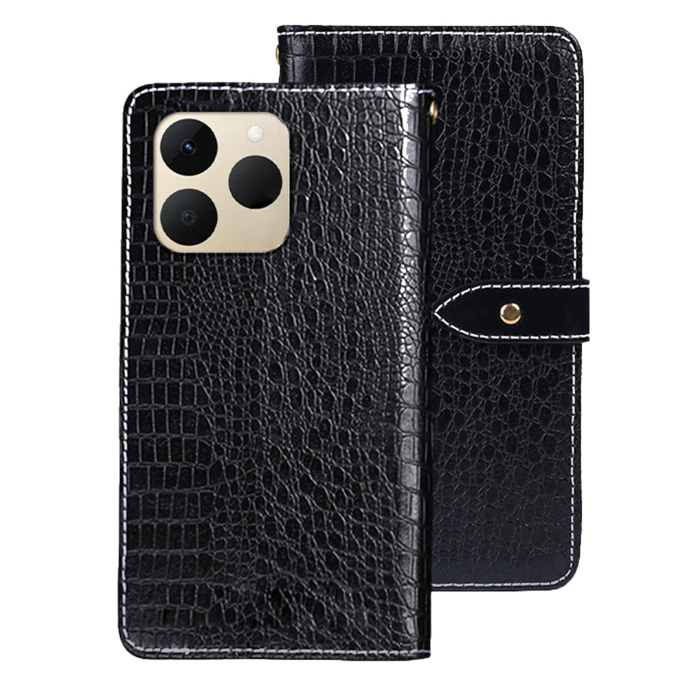 IDEWEI For Realme 15T 5G Case Crocodile Texture PU Leather Flip Phone Cover - Black