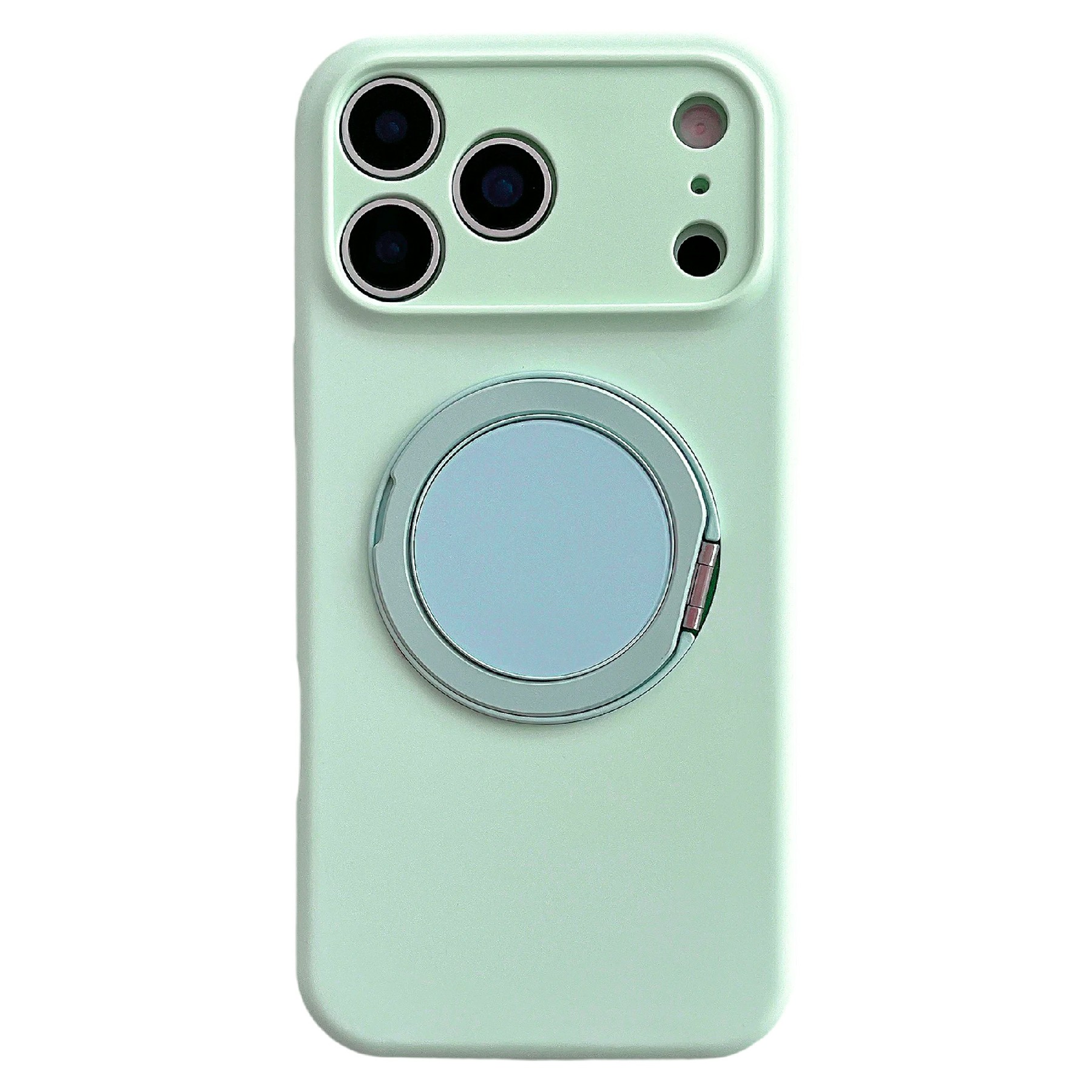 For iPhone 17 Pro Case 360 Rotating Kickstand Precision Cutout Liquid Silicone Phone Cover - Light Cyan
