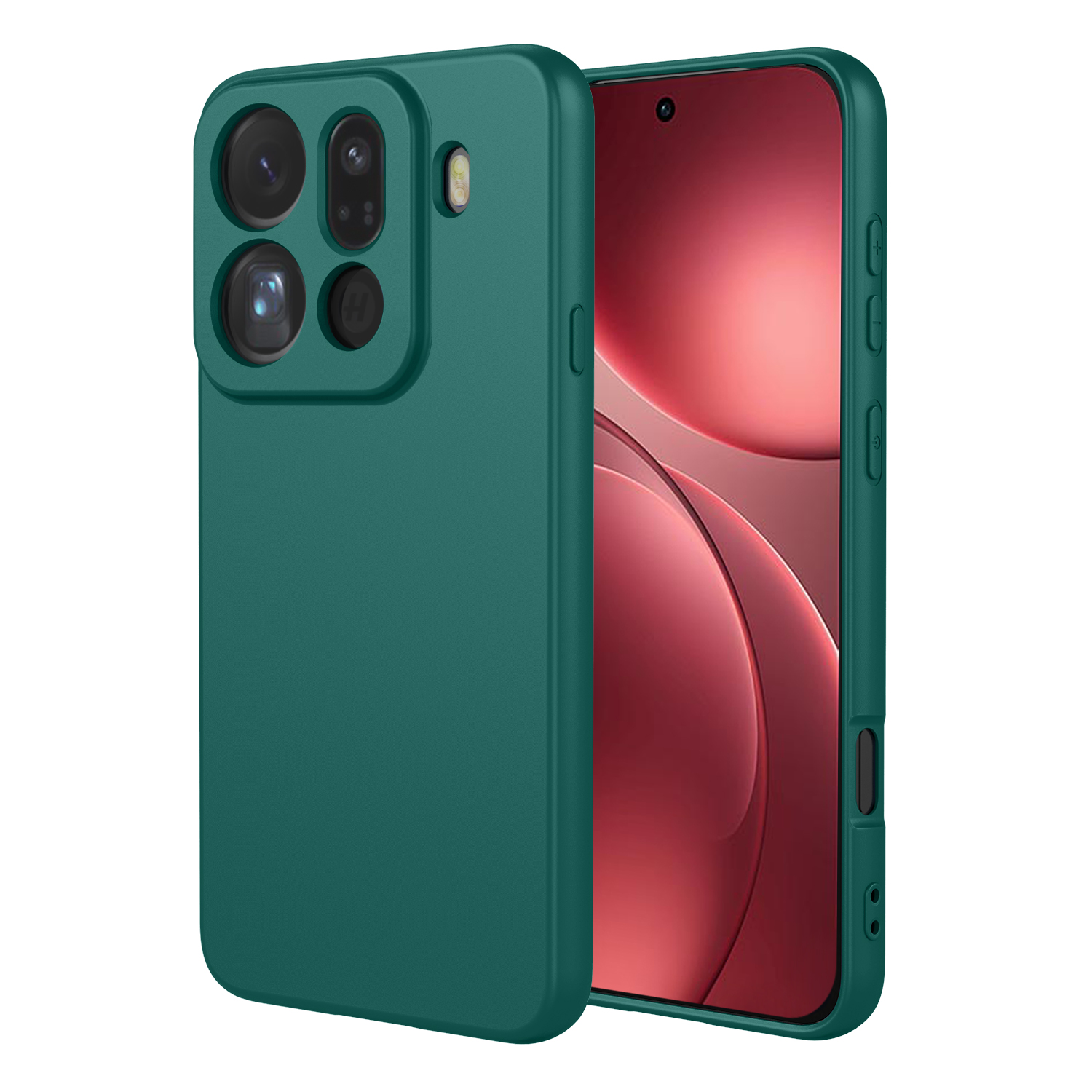 For Oppo Find X9 Pro 5G Case Liquid Silicone Feel Soft TPU Protective Phone Cover - Blackish Green