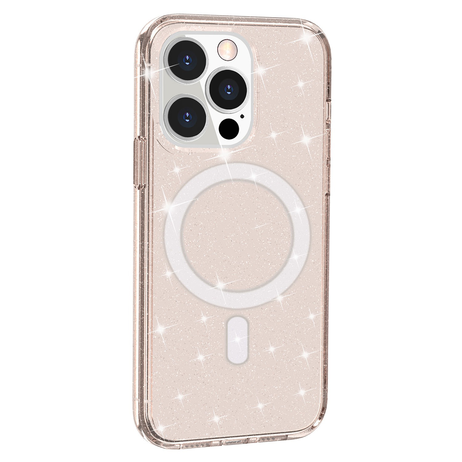 AMORUS For iPhone 14 Pro Magnetic Case Compatible with MagSafe Glitter Powder PC + TPU Phone Cover - Gold