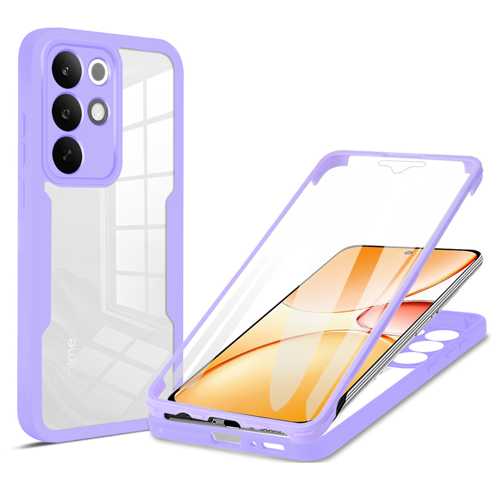 For Realme C85 Pro 4G Case Acrylic + TPU Clear Phone Cover with PET Screen Film - Purple