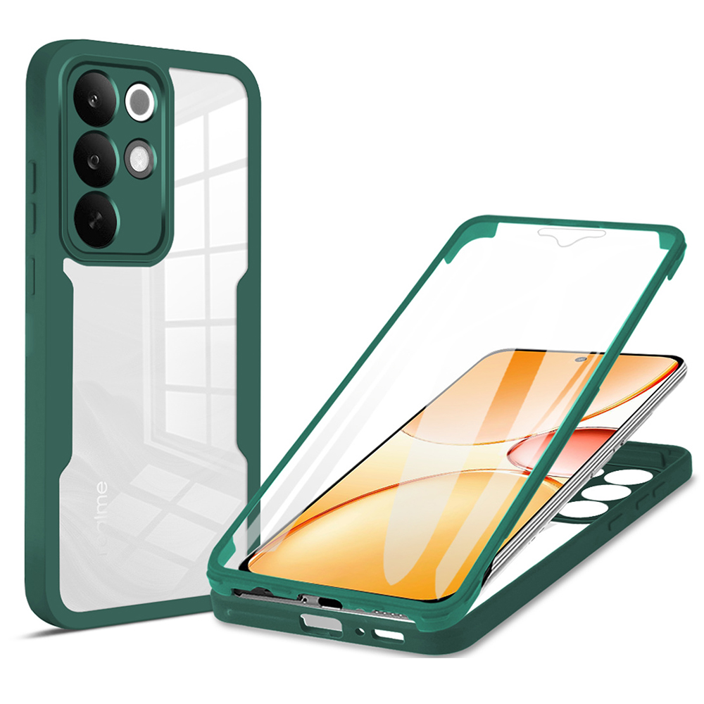For Realme C85 Pro 4G Case Acrylic + TPU Clear Phone Cover with PET Screen Film - Green