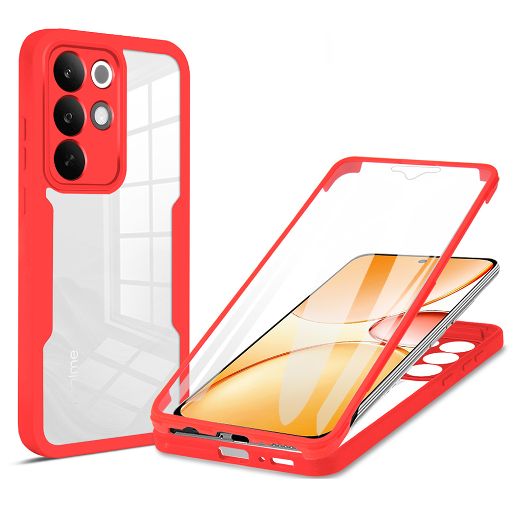 For Realme C85 Pro 4G Case Acrylic + TPU Clear Phone Cover with PET Screen Film - Red