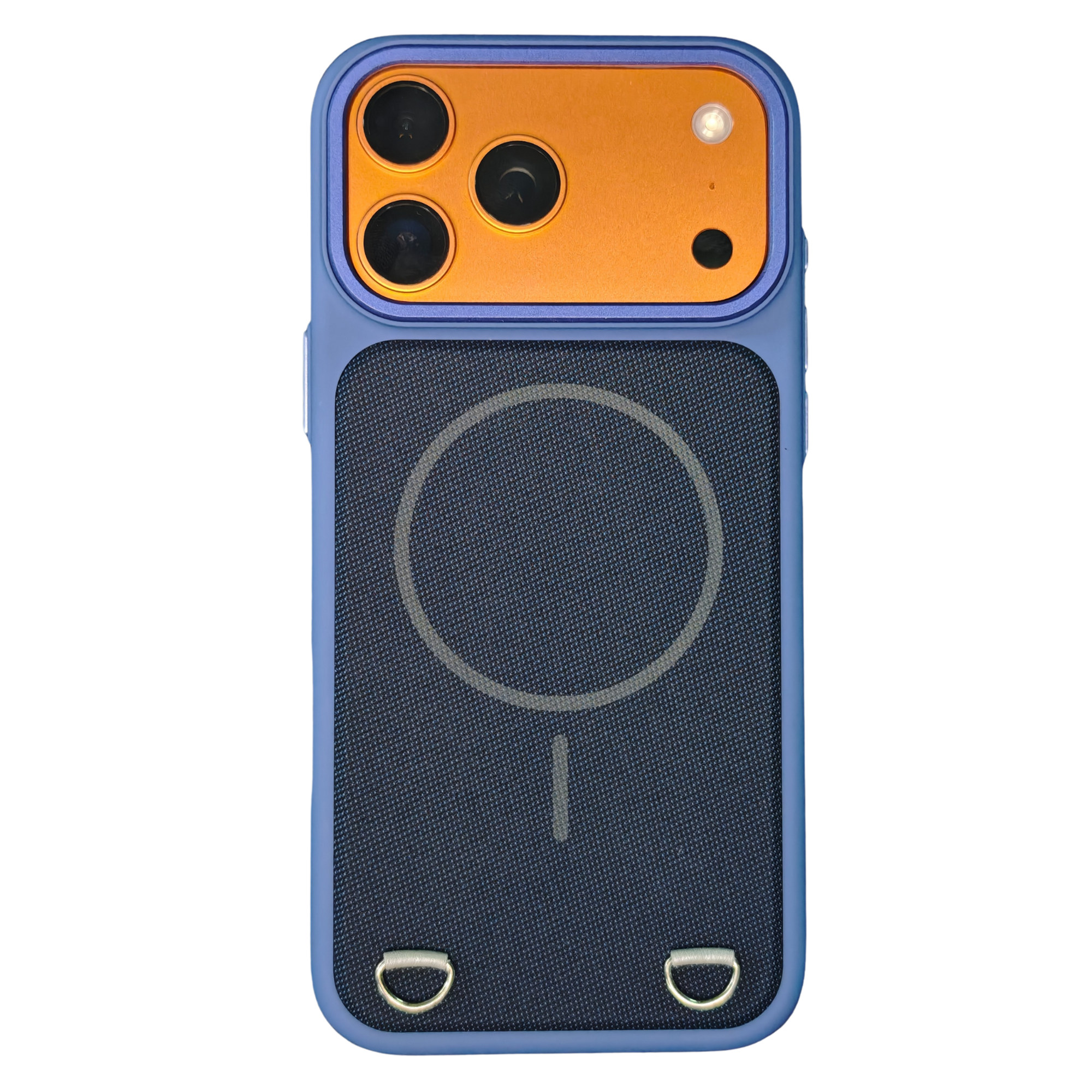 For iPhone 17 Pro Max Case Compatible with MagSafe Skin Touch Synthetic Leather + PC Phone Back Cover with Card Slot - Blue