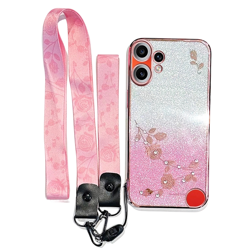 KADEM For Nothing CMF Phone 2 Pro Case Flower Pattern TPU Gradient Phone Cover with Lanyards - Rose Gold